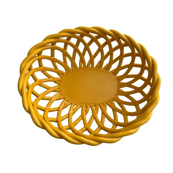 Arlington Designs Red Yellow Braided Woven Ceramic Bowls Oval Design Basket 10” - Picture 4 of 9